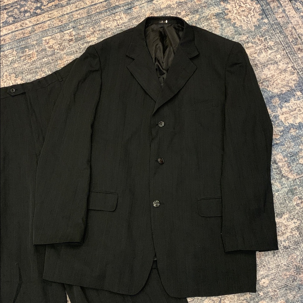 Pino Baldini - Vintage - Super 120’s - Black Wide Leg Suit Classic! View 3